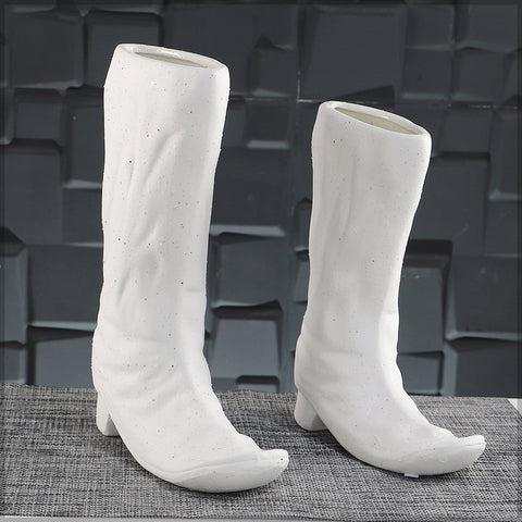 White Boots Design Ceramic Vase