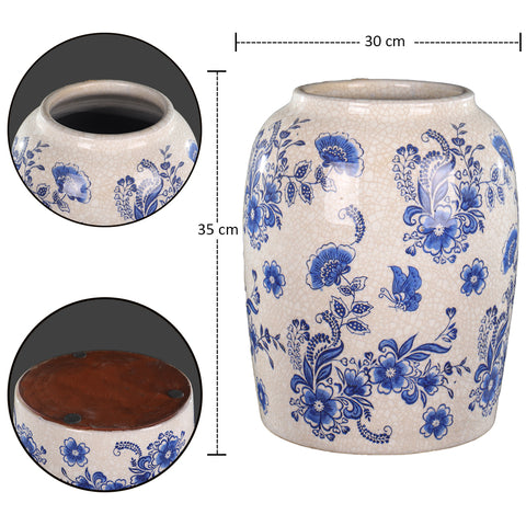 Vintage Blue and White Ceramic Chinese Vase