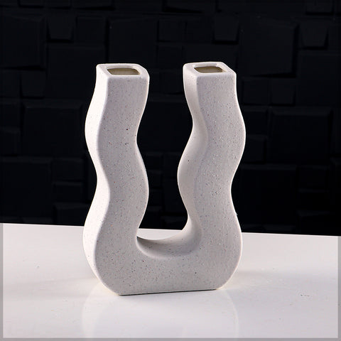 Decorative U-shaped pottery vase for contemporary decor