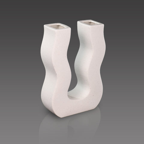 Wavy U shaped ceramic vase for modern home decor