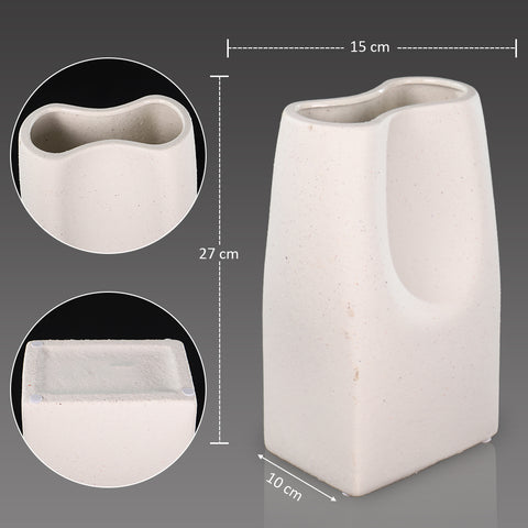 White modern design ceramic vase with sleek lines