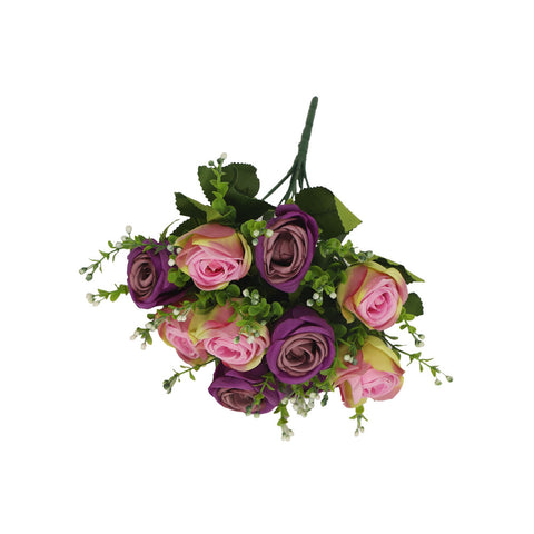 Artificial Purple Eucalyptus Silk Rose Flowers