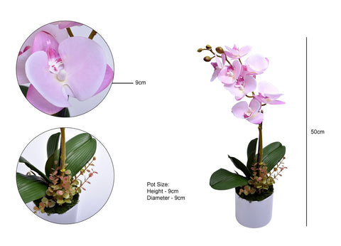 Real Touch Artificial Potted Orchid Flowers Pink